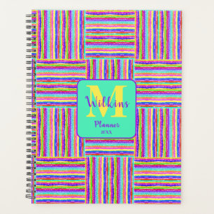 Lila Pink Green Yellow Magenta Basketweave Planer