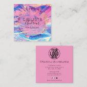 Lila Pink Holograph Glitzer Confetti Salon Squar Quadratische Visitenkarte (Vorne/Hinten)