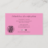 Lila Pink Holograph Glitzer Confetti Salon Visitenkarte (Rückseite)