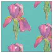 Lila Pink Iris Türkis Stoff (Nahaufnahme)