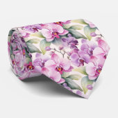 Lila Pink Lavender Rainbow Pastel Orchids Krawatte (Gerollt)