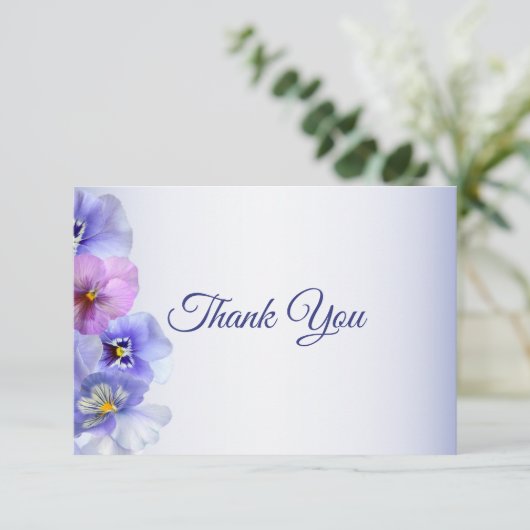 Lila Pink Lilac Pansy Floral Wedding Dankeskarte (Stehend Vorderseite)