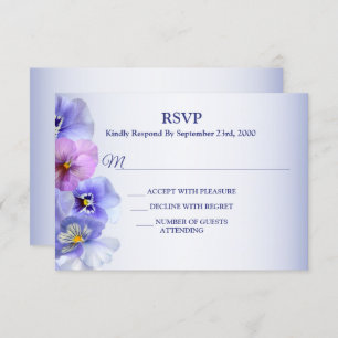 Lila Pink Lilac Pansy Floral Wedding Party RSVP Karte