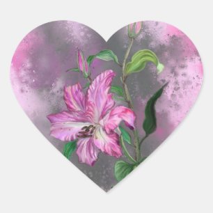 Lila Pink Lily Blume Aufkleber Malerei