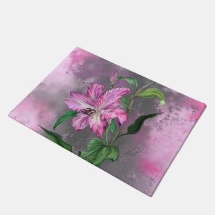 Lila Pink Lily Blume Doormat Malerei Fußmatte