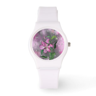 Lila Pink Lily Blume Lilies Painting beobachten Armbanduhr