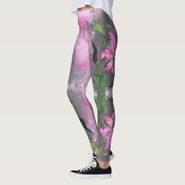 Lila Pink Lily Blume Migned Art Malerei - Leggings