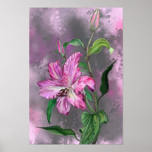 Lila Pink Lily Blume Poster Painting (Vorne)