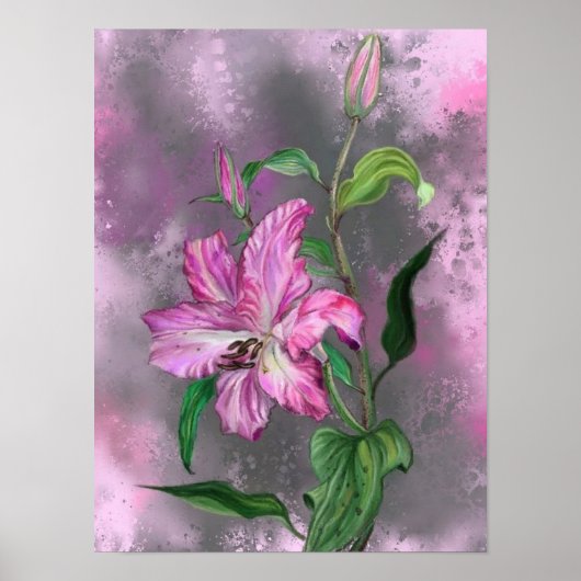 Lila Pink Lily Blume Poster Painting (Vorne)