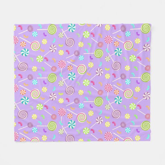 Lila Pink Lollipop Candy Pattern Fleece Blanken (Vorderseite (Horizontal))