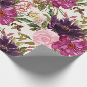 Lila Pink Magenta Wasserfarben Botanische Flora Geschenkpapier (Ecke)