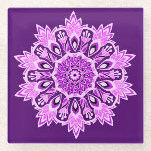 Lila Pink Mandala Boho Getränke Glasuntersetzer