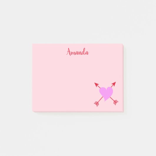 Lila Pink mit roten Pfeilen Post-it Klebezettel (Vorderseite)