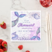 Lila Pink Modern Glitzern Mermaid Birthday Serviette (Beispiel)