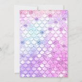 Lila Pink Moderner Glitzer Mermaid Kinderdusche Einladung (Rückseite)