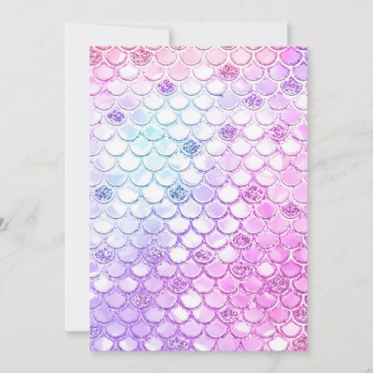 Lila Pink Moderner Glitzer Mermaid Kinderdusche Einladung (Rückseite)