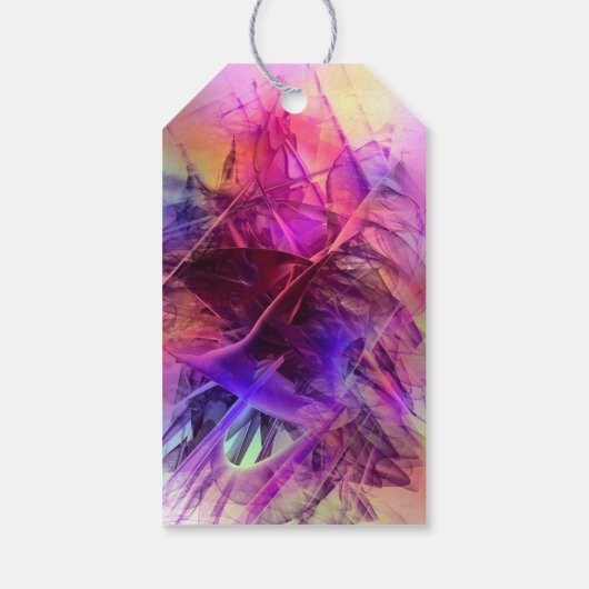 Lila Pink Modernes Abstraktes Fraktal Happy Birthd Geschenkanhänger (Rückseite)
