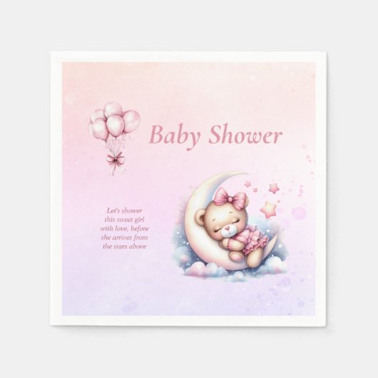 Lila Pink Moon Dreamy Baby Bear Baby Dusche Serviette (Vorderseite)