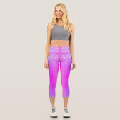 Lila Pink Neon Glitzer Dance Capri Leggings (Vorderseite)