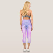 Lila Pink Neon Glitzer Dance Capri Leggings (Rückseite)