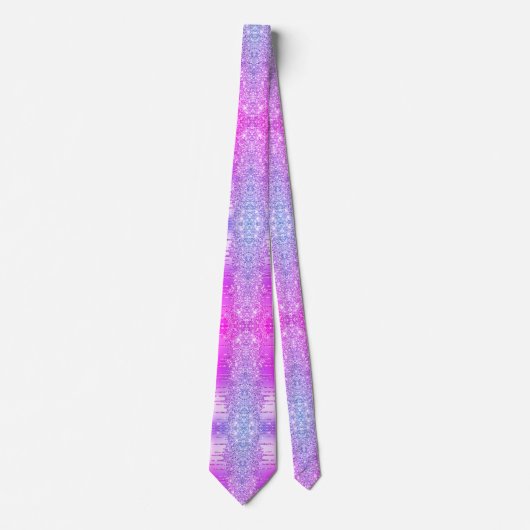 Lila Pink Neon Glitzer Funkelnd Neck Tie Krawatte (Vorderseite)