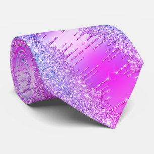 Lila Pink Neon Glitzer Funkelnd Tropfen Neck Tie Krawatte
