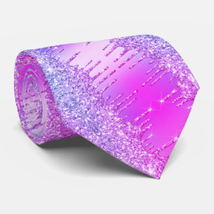 Lila Pink Neon Glitzer Sparkle Tropfens Neck Tie Krawatte