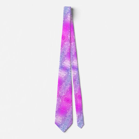 Lila Pink Neon Glitzer Tropfen Party Neck Tie Krawatte (Vorderseite)