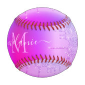 Lila Pink Neon Gold Glitzer Baseball Individuelle  (Rückseite)