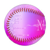 Lila Pink Neon Gold Glitzer Baseball Individuelle  (Vorderseite Links)