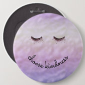 Lila Pink Ombre Black Eyelashes Kindheit Button (Vorne & Hinten)