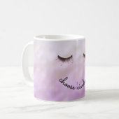 Lila Pink Ombre Black Eyelashes Kindheit Kaffeetasse (Vorderseite Links)