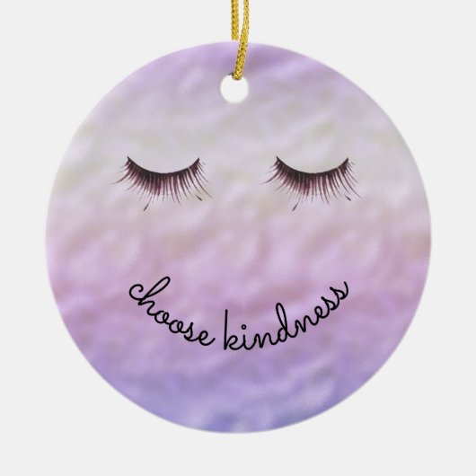 Lila Pink Ombre Black Eyelashes Kindheit Keramik Ornament (Vorne)