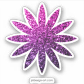Lila Pink Ombre Glitzer Glitzern Blume Aufkleber (Vorderseite)