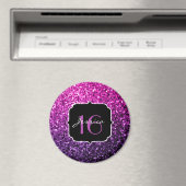 Lila Pink Ombre Glitzer Glitzern Sweet 16 Magnet (In Situ (Geschirrspüler))