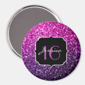 Lila Pink Ombre Glitzer Glitzern Sweet 16 Magnet (Vorderseite/Rückseite)