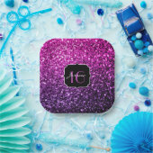 Lila Pink Ombre Glitzer Glitzern Sweet 16 Pappteller (Party)
