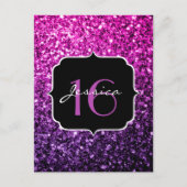 Lila Pink Ombre Glitzer Glitzern Sweet 16 Postkarte (Vorderseite)