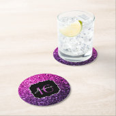 Lila Pink Ombre Glitzer Glitzern Sweet 16 Runder Pappuntersetzer (Vor Ort)