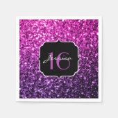 Lila Pink Ombre Glitzer Glitzern Sweet 16 Serviette (Vorderseite)