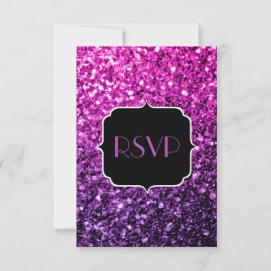 Lila Pink Ombre Glitzer Glitzern Sweet 16 UAWG RSVP Karte