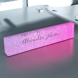 Lila Pink Ombre Glitzer Sparkle Girly Modern Namensplakette