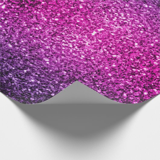 Lila Pink Ombre Imitate Glitzer Glitzern Geschenkpapier (Ecke)