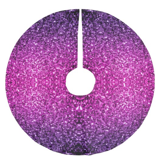 Lila Pink Ombre Imitate Glitzer Glitzern Polyester Weihnachtsbaumdecke (Vorderseite)