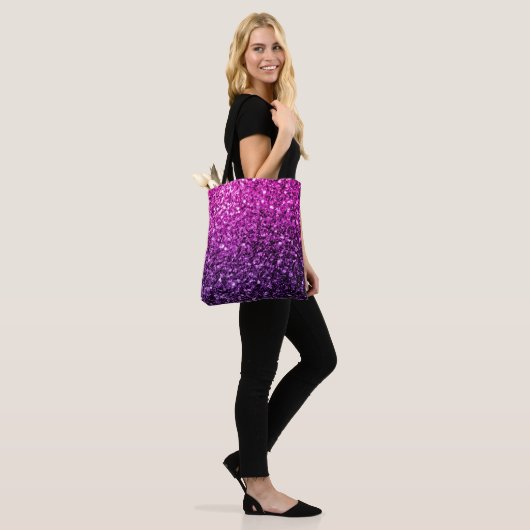 Lila Pink Ombre Imitate Glitzer Glitzern Tasche (Am Model)