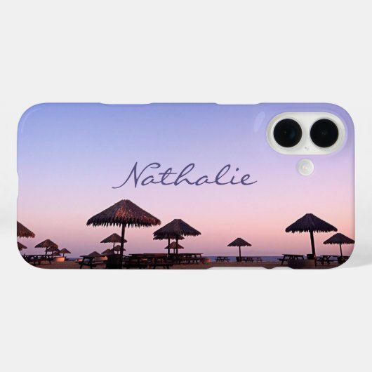 Lila Pink Ombre Sunset California Beach Name Case-Mate iPhone Hülle (Rückseite (Horizontal))