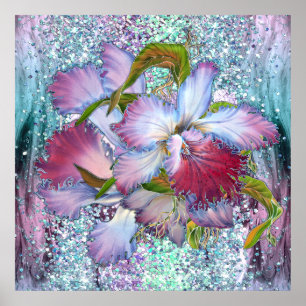 Lila Pink Orchid Floral Aquarell Poster