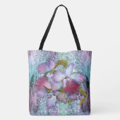 Lila Pink Orchid Floral Aquarell Tasche (Rückseite)