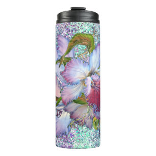 Lila Pink Orchid Floral Aquarell Thermosbecher