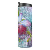 Lila Pink Orchid Floral Aquarell Thermosbecher (Nach rechts gedreht)